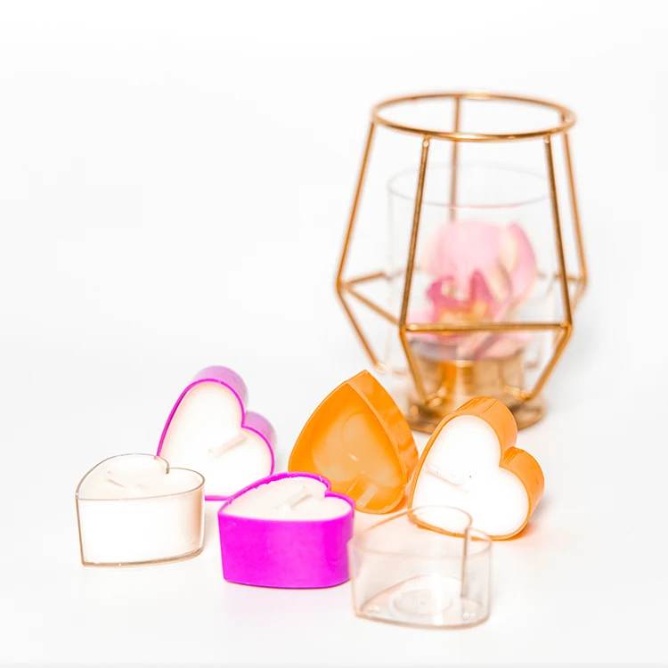 

clear heart shape tea light cup candle holder container for wedding candle holder
