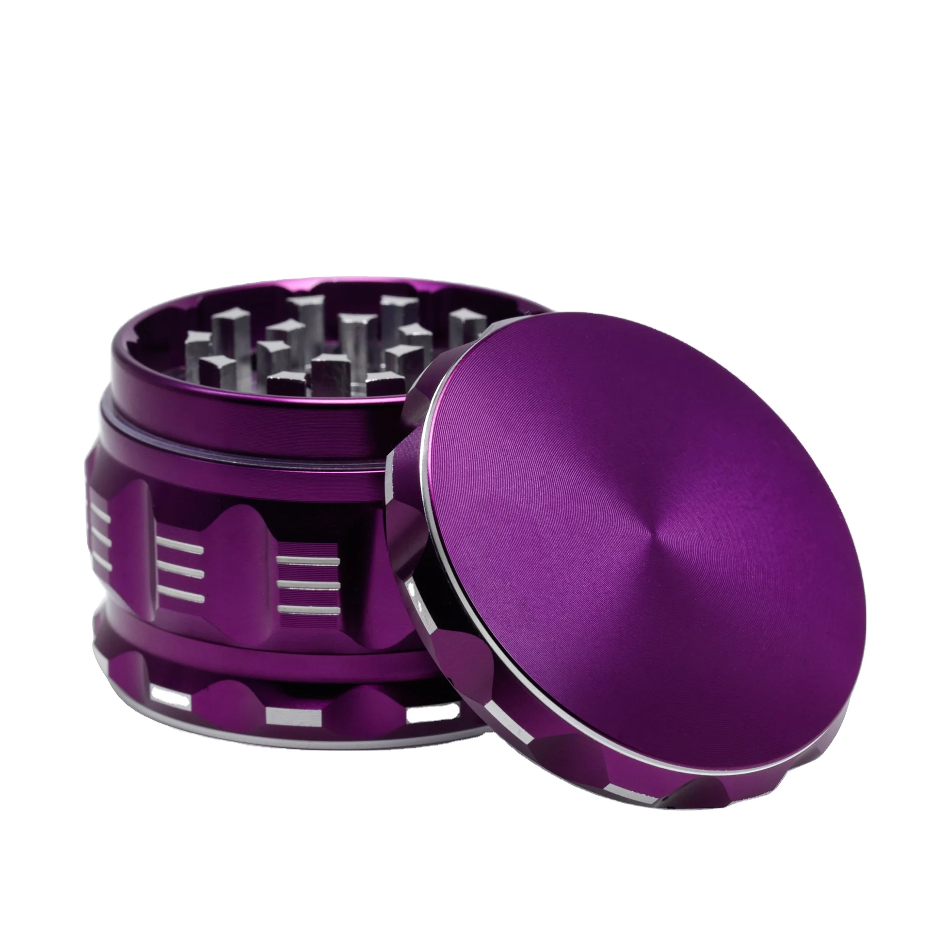 

High Quality Smoking accessories metal spice tobacco grinder weed new design 4 layer aluminum grinder herb, Silver/black/red/blue/green/gold/purple