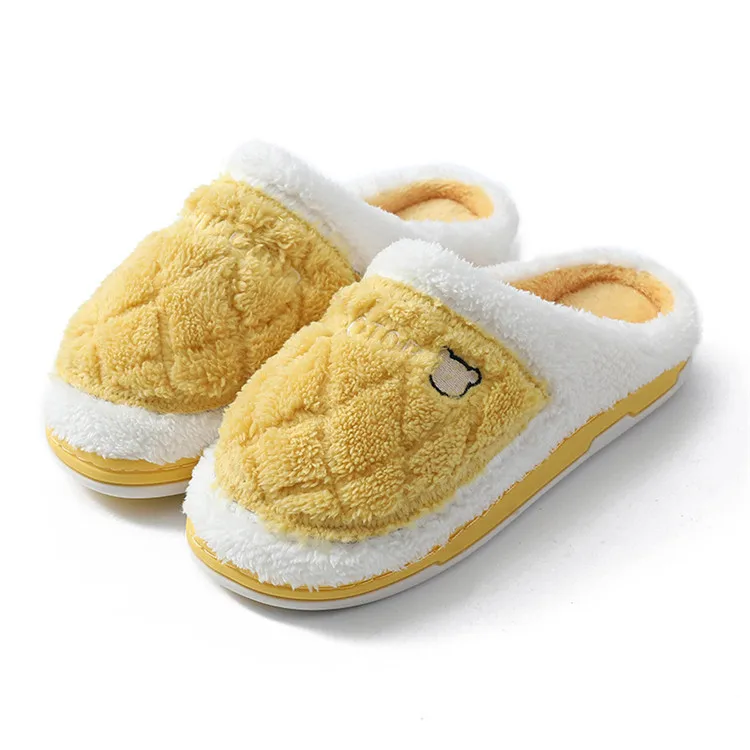 

New Cotton Slippers Half Wrap Heel Warm Home Wool Slipper Lovers Indoor Home Antiskid Cotton Shoes, As picture