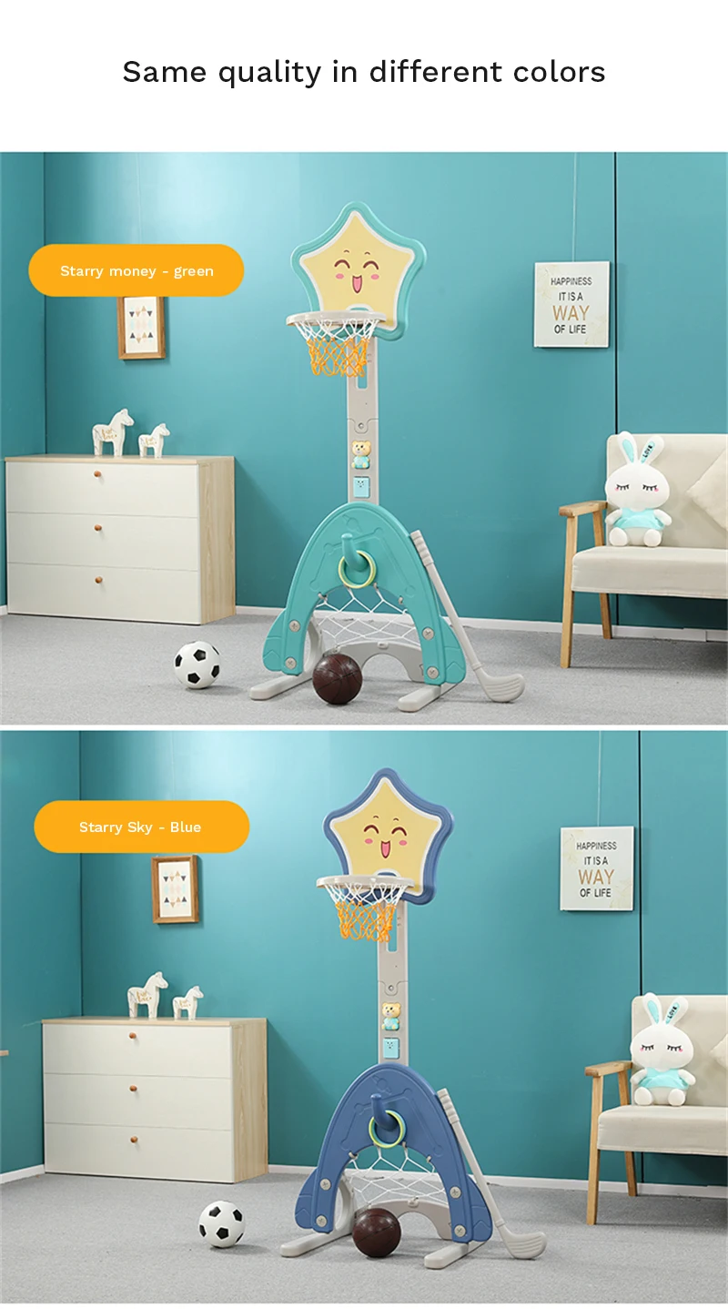 Kids Pentagram Model Adjustable Mini Indoor Multifunctional Toys Plastic Basketball Hoop