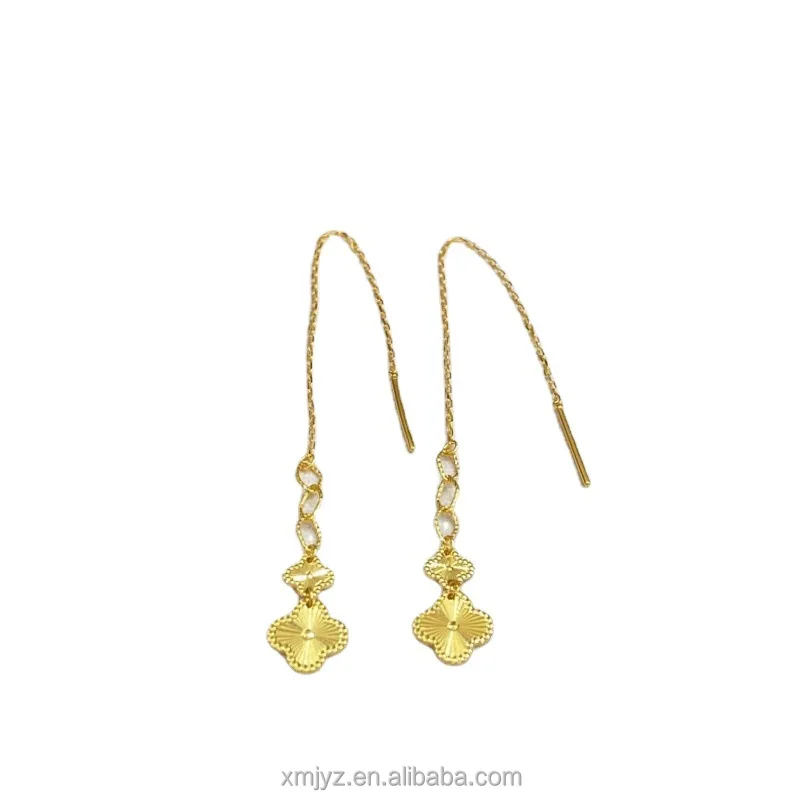 

Certified In Stock Wholesale 5G Gold Earrings New 999 Pure Gold New Studs Tassel Ear Hook Female 24K Gold Earrings