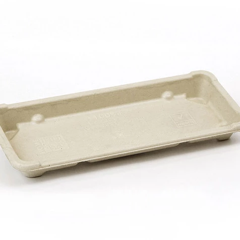 

Disposable sugarcane trays compostable biodegradable bagasse sushi box with lid, White / unbleached