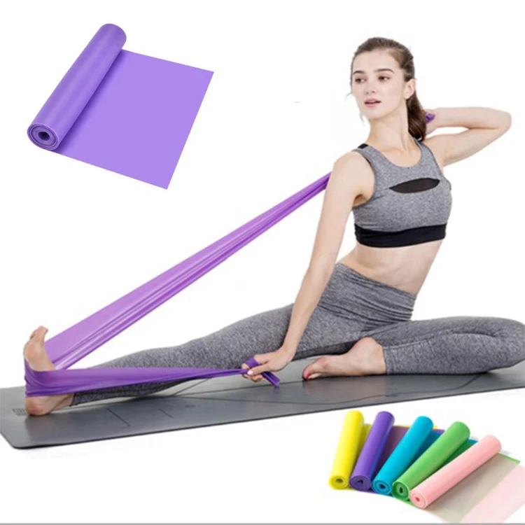 

OEM Yoga Stretch Long Flat Wide Rubber Hip Fitness Long Resistance Band, Blue/yellow/green/pink/purple