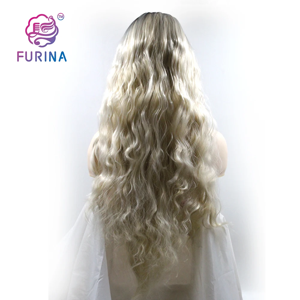 

2020 Hot sale baby hair wholesale price 613# ombre kinky curly HD synthetic lace front wigs