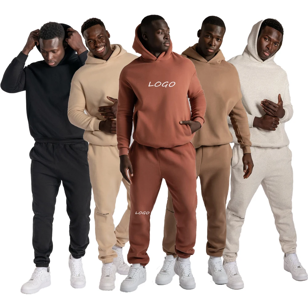 

Custom Velour Tracksuit for Men Fleece Oversized Hoodie Cotton Hood Sweatsuit Men's Jogging Sweat Suits Two pieces Pants Set, Custom colors