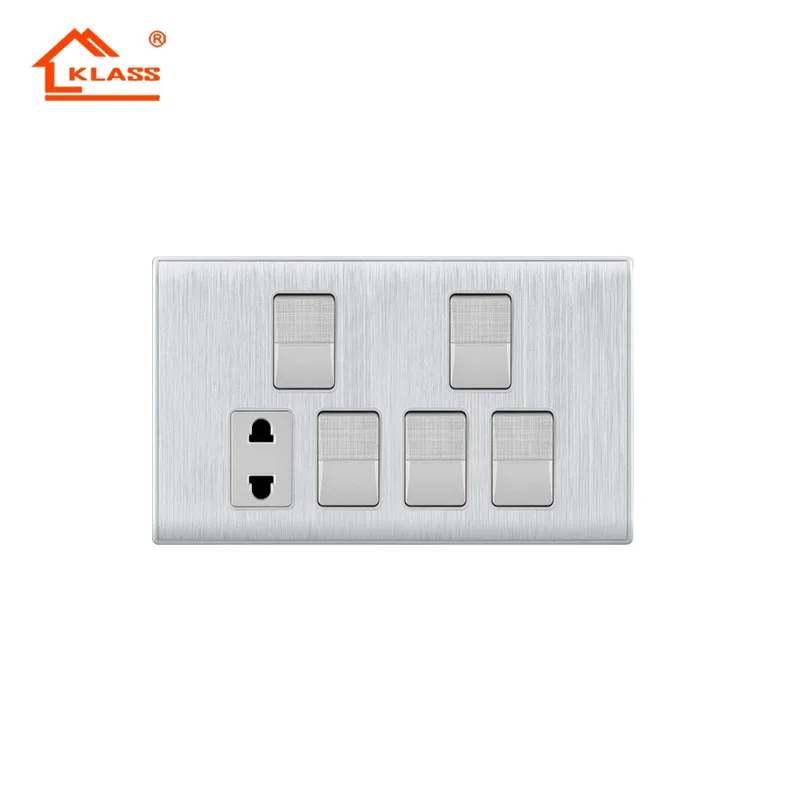 Pakistan 5 gang wall light switch with 16 amp 2 pin socket