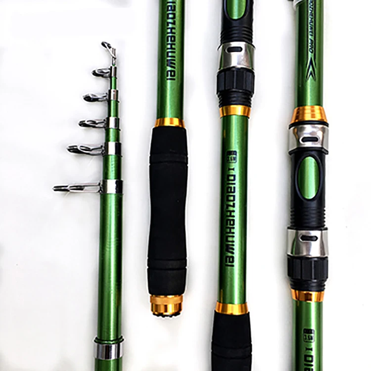 

Hot selling professional 2.1m-3.6m carbon fiber telescopic fishing rod set and reels, Black white