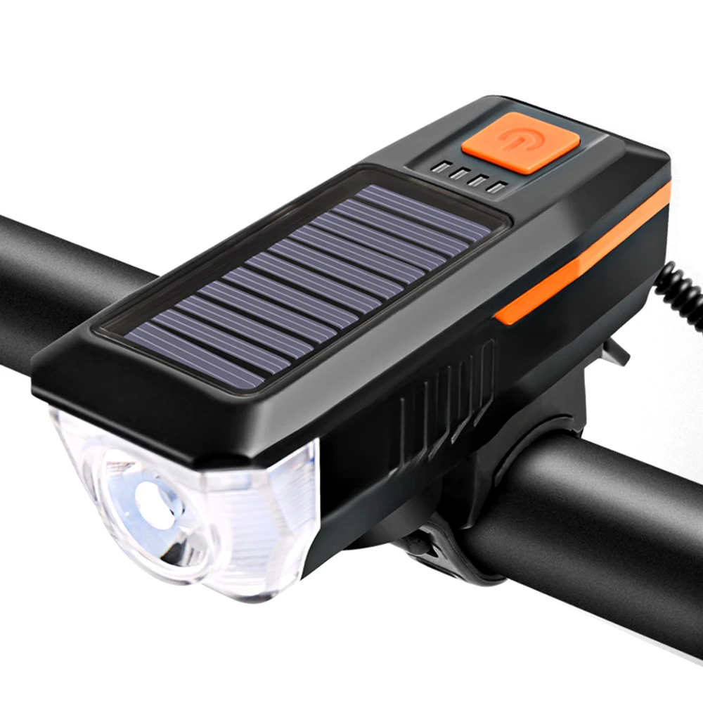 

AT Cycle Flood Solar Type-C Rechargeable Powered Electric Bike Headlight Front Lights With Horn Speaker Bicycle Headlight