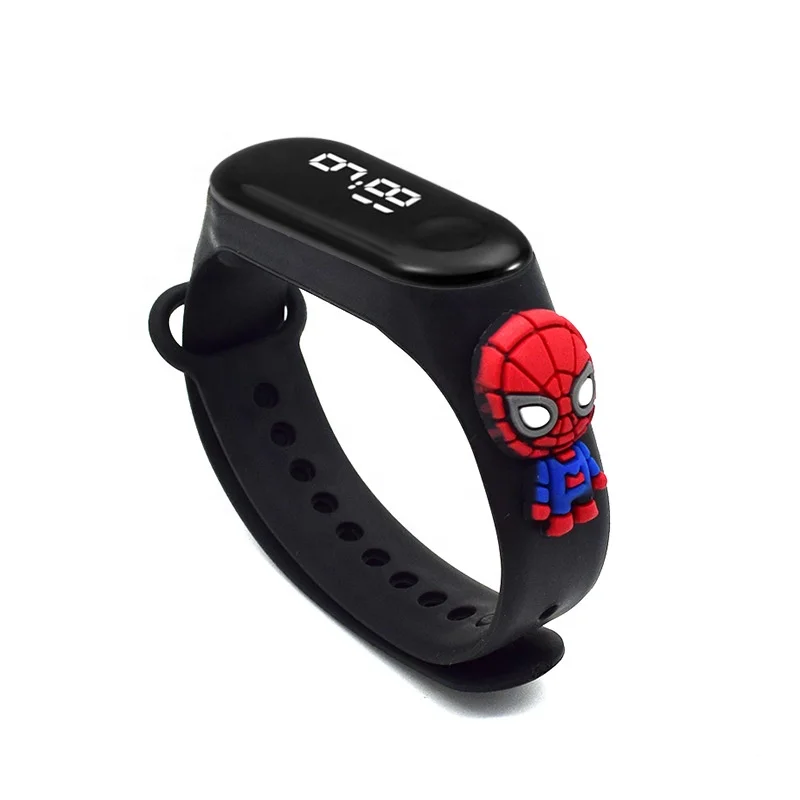 

Hot SW130 Square Children Sport LED Watches Silicone Cool Carton Baby Wristwatch Clock Swimming Waterproof
