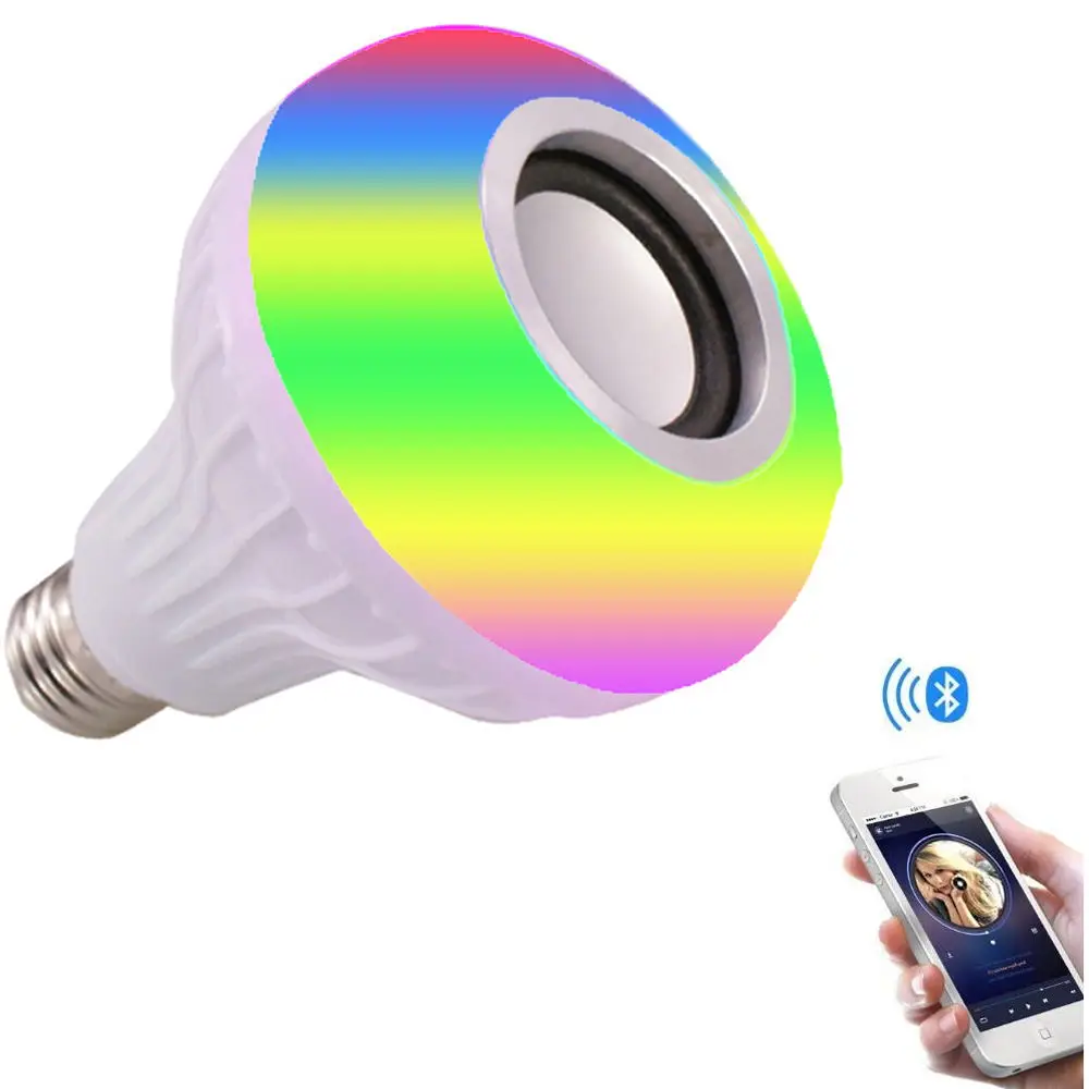 E26 E27 base RGB Multicolor Remote Control Wireless Led Smart Bulb With Bluetooth Speaker