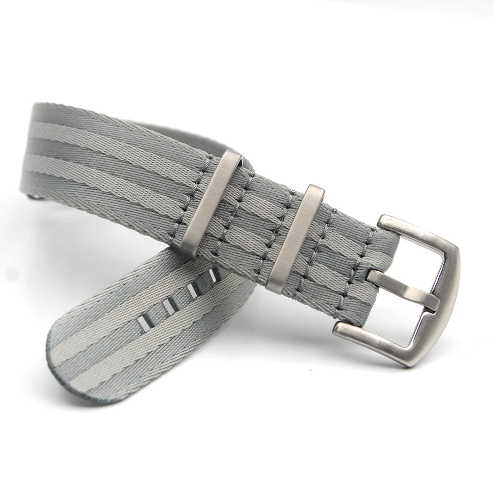 

Grey White Seatbelt Nylon Watch Strap For James Bond Nato Watches Bands