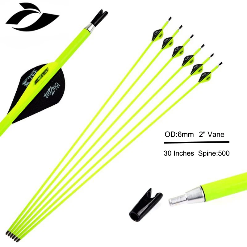 

12 PCS 30 Inches OD 6mm Spine 500 Carbon Arrows for Compound Or Recurve Bow Archery Hunting