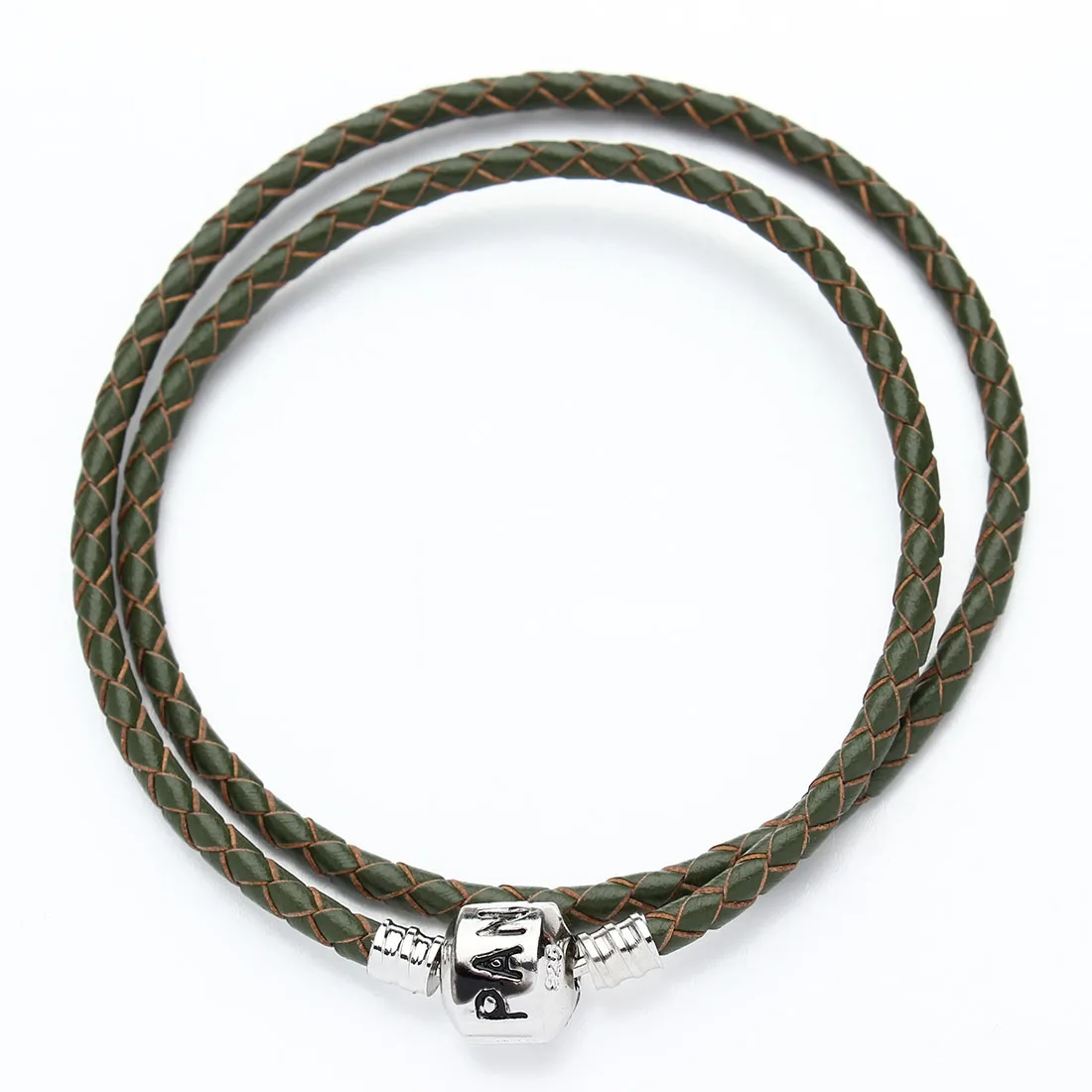 

Simple 925 sterling silver Multiple Color Double Pan Bracelet Leather Rope Bracelet For Men and Women