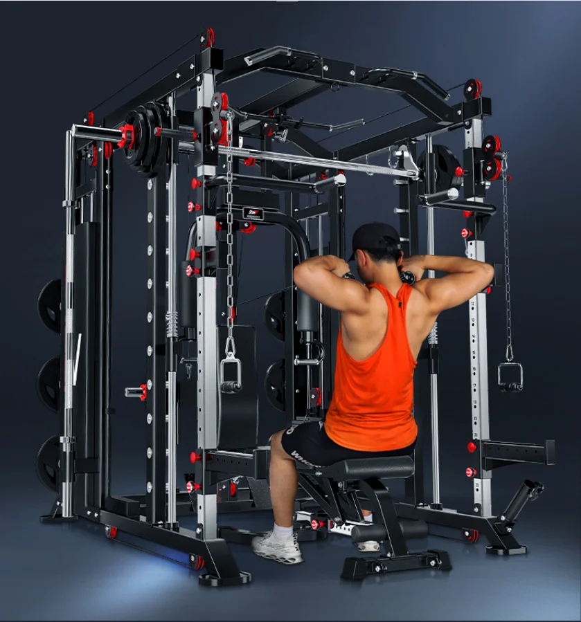 

2021 new design fitness equipment multi function trainer comprehensive squat gantry smith machine, Customized