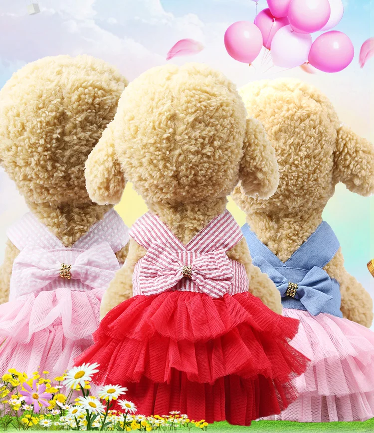 

designer wholesale custom apparel access cat spring summer Suspender gauze Small medium dog dress pet clothes