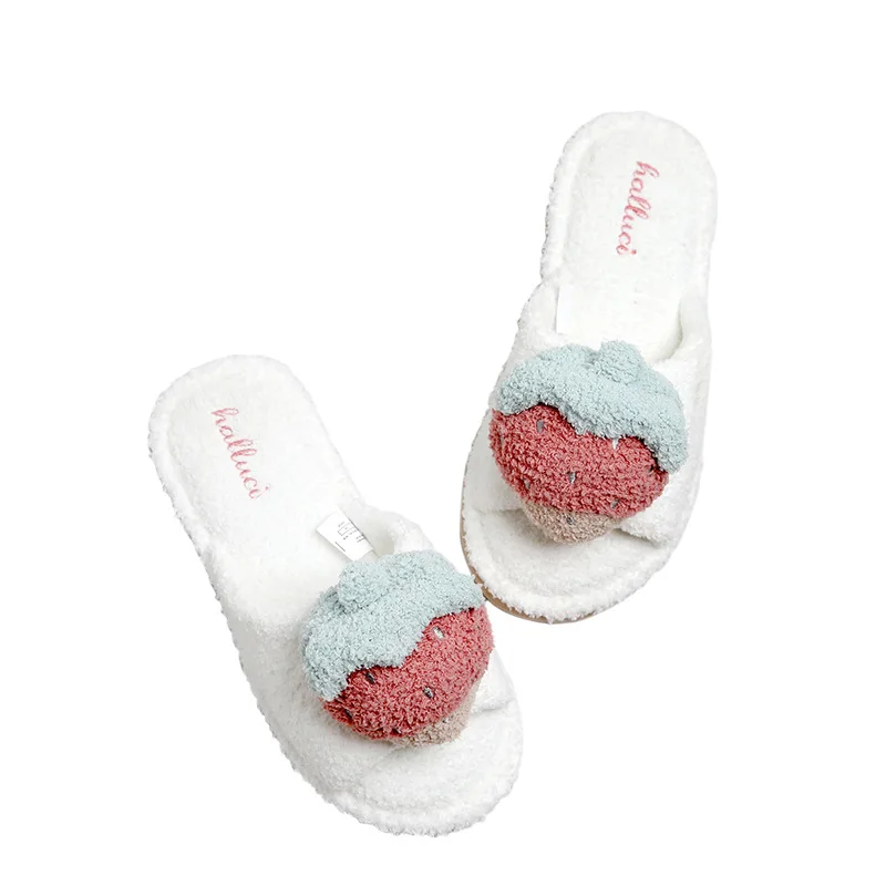 

Autumn and Winter Home Skid Cotton Slippers Female Home Shoes Indoor Cute Strawberry Girls Slippers, Pictures