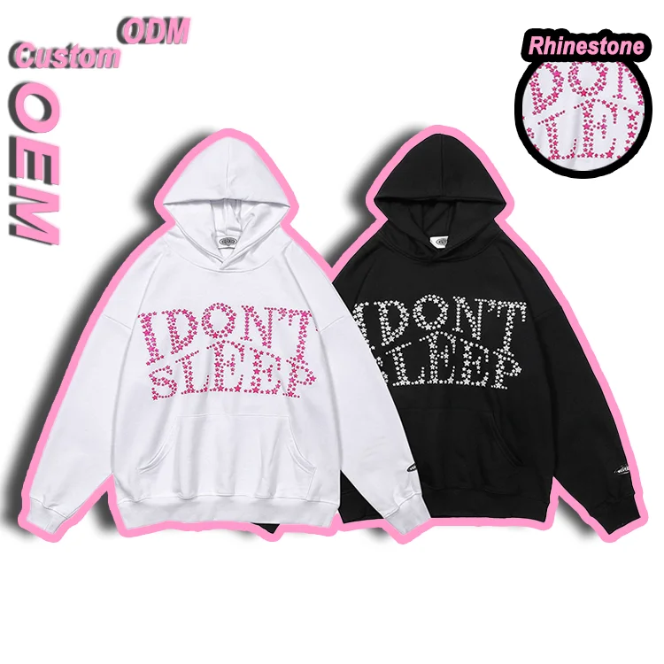 

Custom 100% Cotton Plus Size Rhinestone Sweatershirts Unisex Heavyweight Soft Clothes Puff Print Men'S Hoodies & Sweatshirts, Custom colors