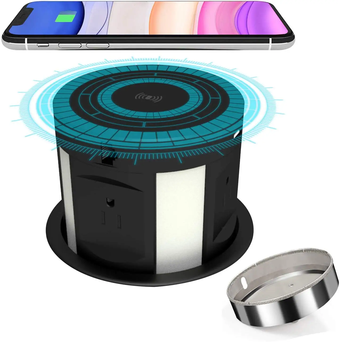 1 Automatic MOTORISED popup Kitchen WorktopsPower Socket with Wireless Charging