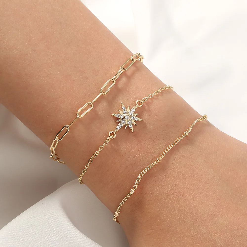 

4 pieces Set detachable multilayer bracelet hexagon star bracelet bracelet charm
