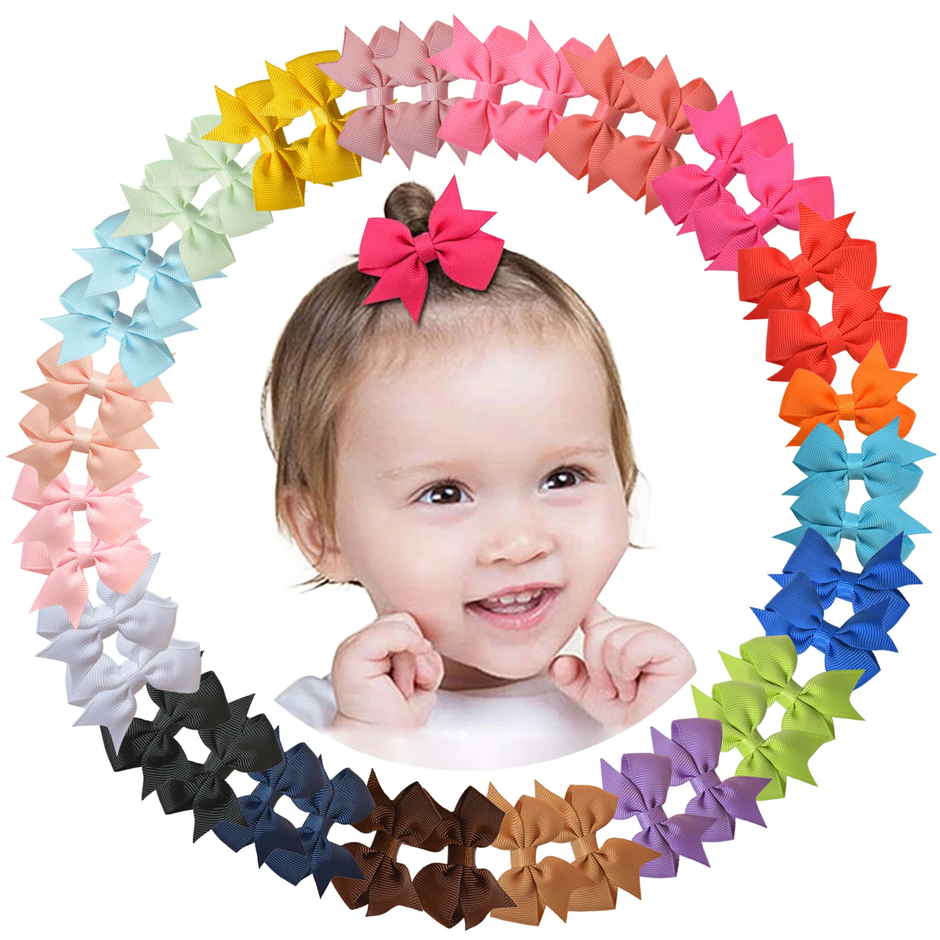 

Free Shipping infant kids new baby girl little grosgrain ribbon hair bow hairpin hair accessories 811, Choose from picture