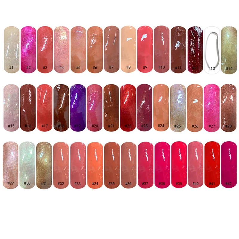 

42 Colors DIY lipgloss vegan plumping nude lipgloss Shimmer Lip Gloss Private Label Custom Logo Shiny Glitter Clear Lipgloss