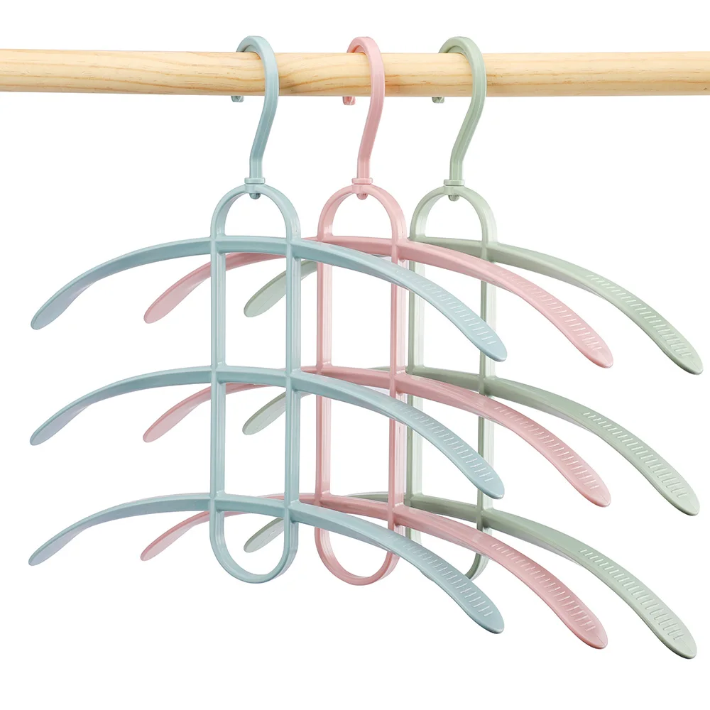 3 Layers Wide Shoulder Hangers Plastic Fish Bone Shape