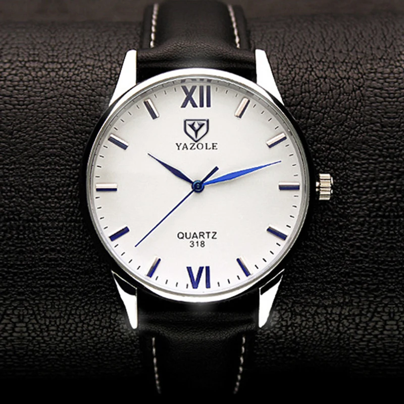 

Yazole Wristwatch Simple Hook Needle Business Watch Roman Scale Male Soft Leather Men's Quartz Watches customize watches LOGO