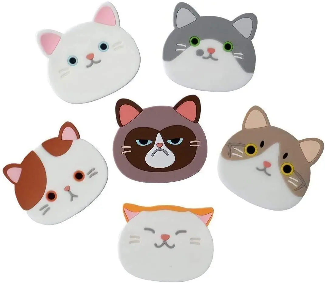 

Heat Resistant Soft Rubber Cat Coasters Cute Cat Cup Coasters Mats Table Mats