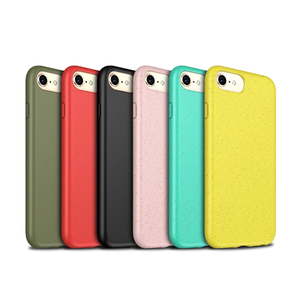 

New arrival clear wheat straw biodegradable candy color eco friendly phone case for iphone 6/7/8 plus/x/xr/xs max case