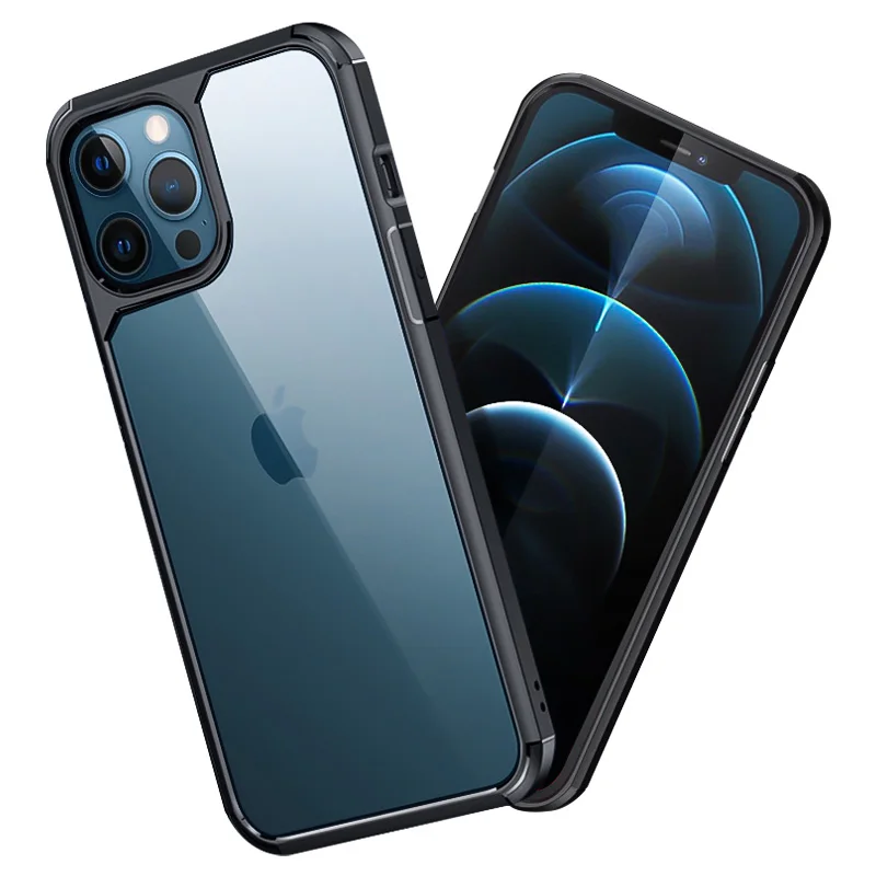 

Luxury Tempered Boder Protection Transparent Mobile Phone Case For iPhone 12 Pro Max 11 Armor Series Cover Fundas Coque Shell, Black/blue/green/red