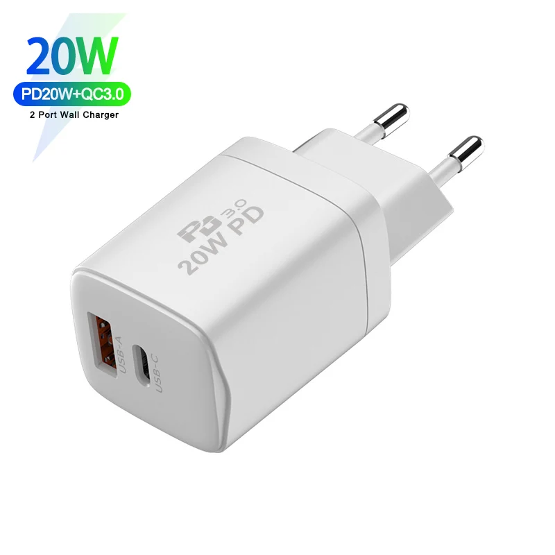 

2 ports PPS PD 20W power adapter travel charger 20W pd charger, White, black