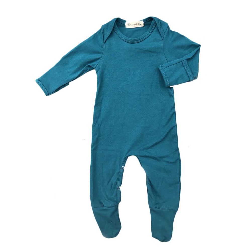 Cotton Unisex Baby Boy Long Sleeve Rompers Sleepsuit Solid Infant