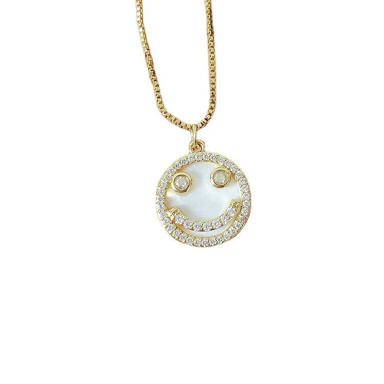 

NZ1196 New arrival fashion smile face pendant women necklace, charm smily face ladies necklace, trendy smiling face necklace