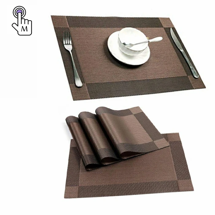 

Customized Placemats Coffee Dining Table cloth eco- friendly textiles PVC woven placemats