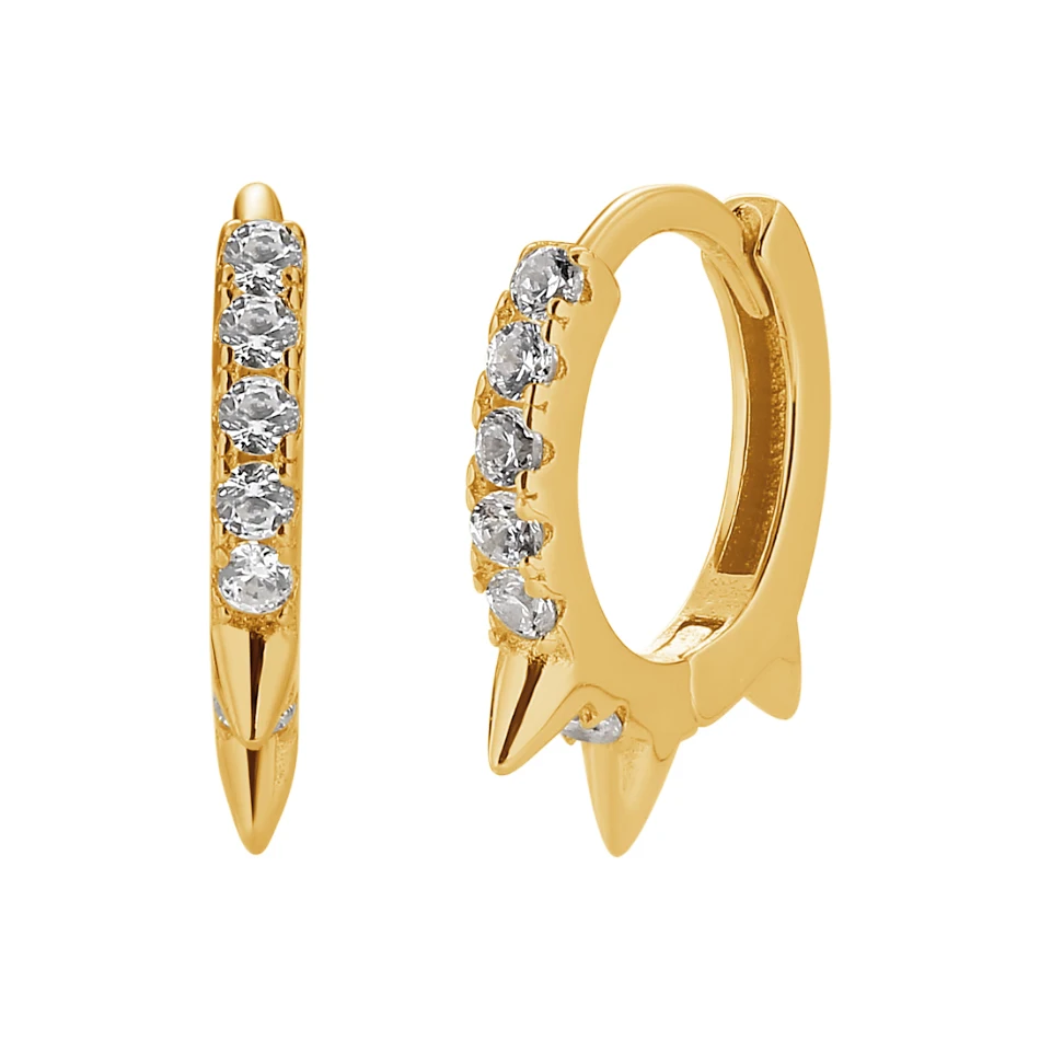 

Wholesale Fashion Jewelry Trendy Band 18k Gold Plated 925 Sterling Silver Spike Hoop Earrings