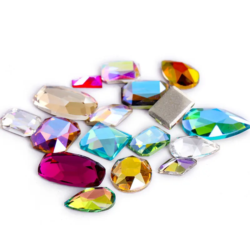

Multicolor Wholesale Shapes Cutted Edge Glass Flat Back Stone K9 Fancy Craft Crystal K9 Fancy Nail Rhinestone For Nail Art Decor, As show pictures