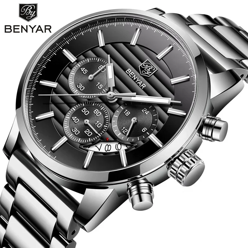 

BENYAR Watch 5104 Hot Sale Casual Stainless Steel Watch Mens Business Brand Military Waterproof Watches Men Wrist Reloj Hombre, Look at the picture