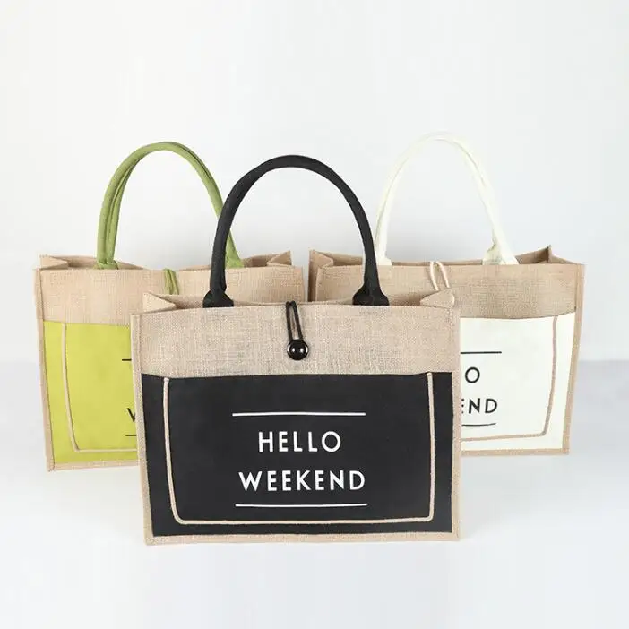 

Hello weekend jute beach bag