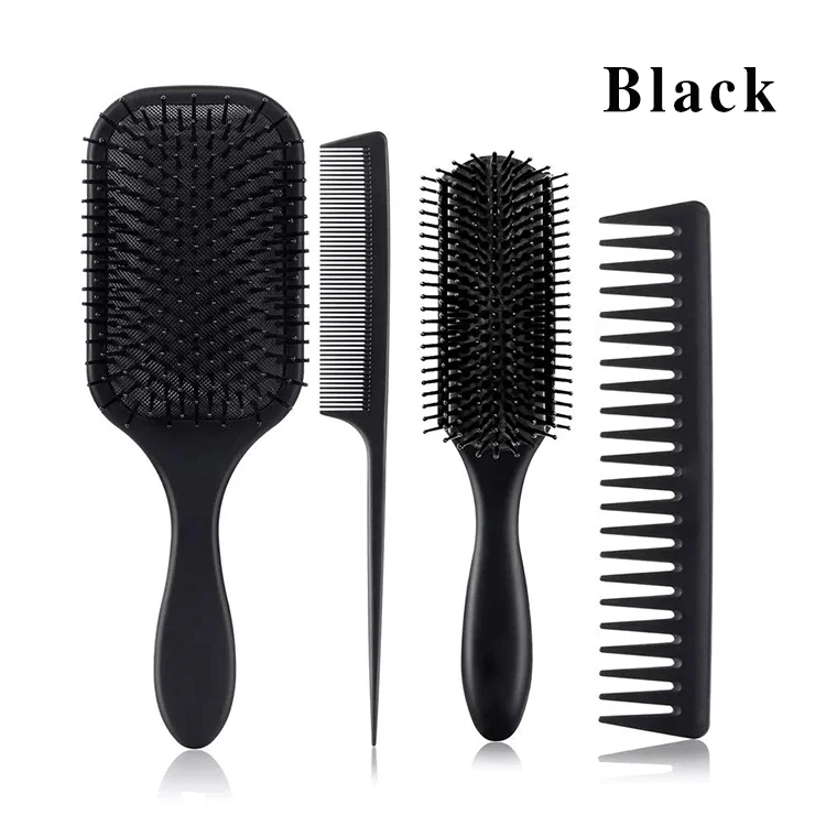 4pcs Black Pro Salon Hair Styling Tools Hairdressing Plastic Luxury