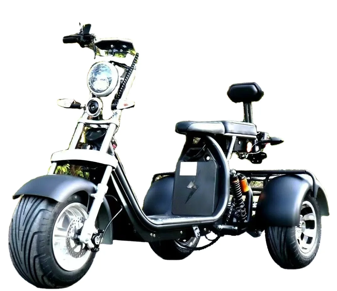 

HEZZO dropshiping 2000w 18inch 60v 20ah powerful Electric Scooter Three Big Wheel electric trike Motorcycle Citycoco coco city, As picture