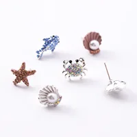 

Alibaba best sellers fashion earings 925 silver needle cute shell dolphin starfish crab shell pearl earrings for women