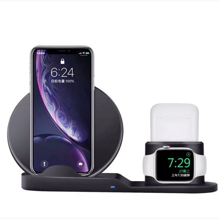 

Multifunction 3 in 1 10W 7.5W 5W fast qi desktop wireless charger, Black,white