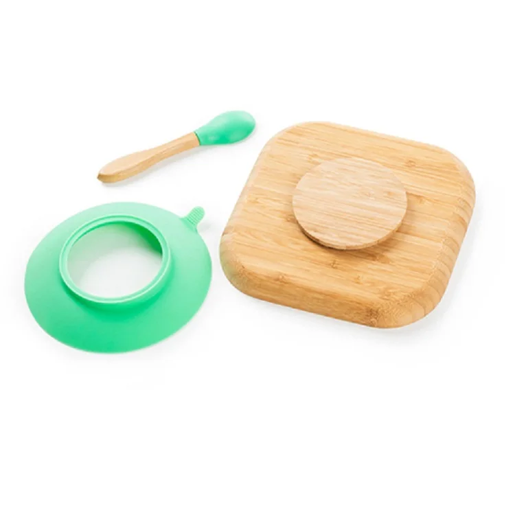 
New Design Kids Feeding Plate Set Square Bamboo Baby Food Divider Plate 