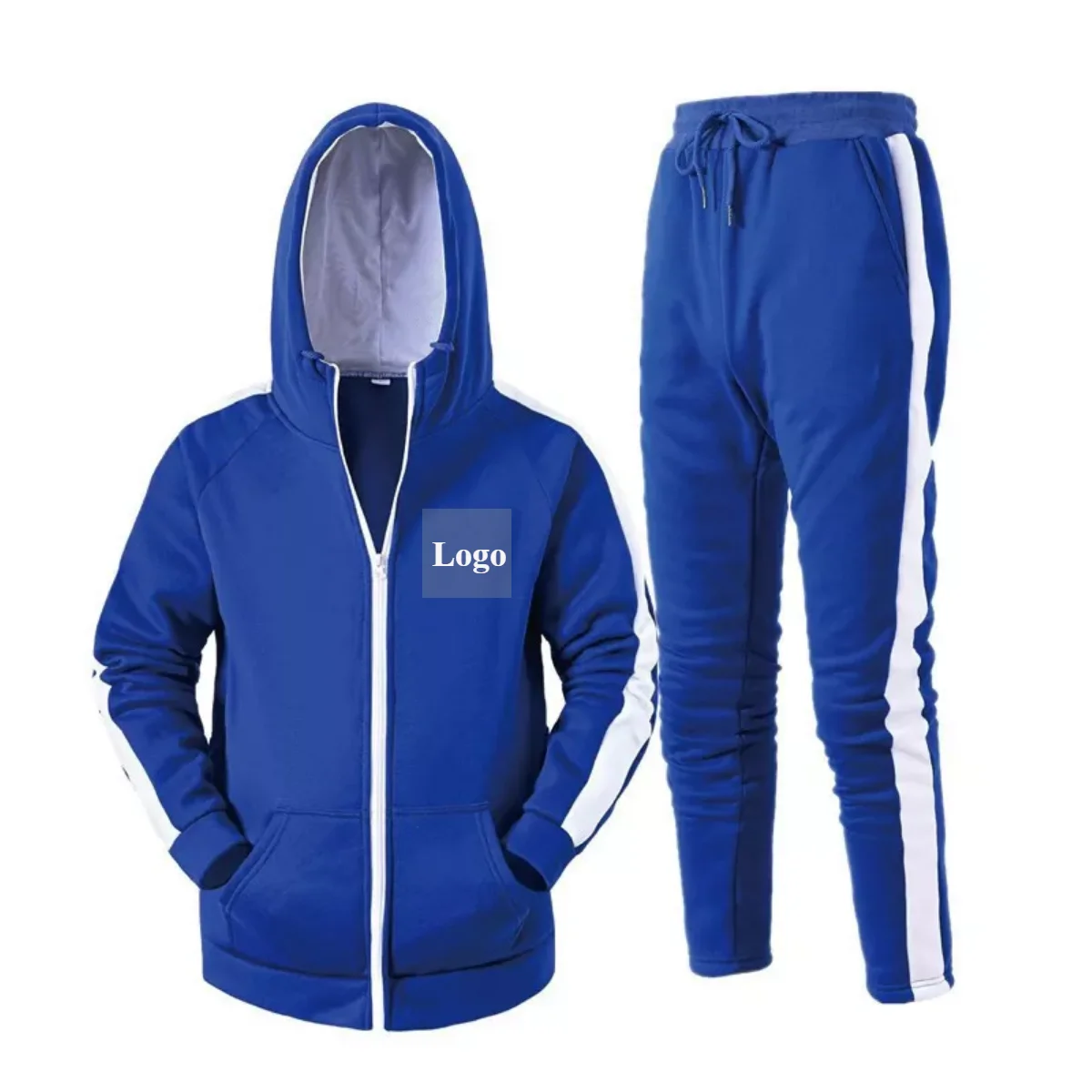 

Casual Fashion Sportswear Hooded And Pant Pullover Two Piece Set Men Tracksuit Sweatsuit