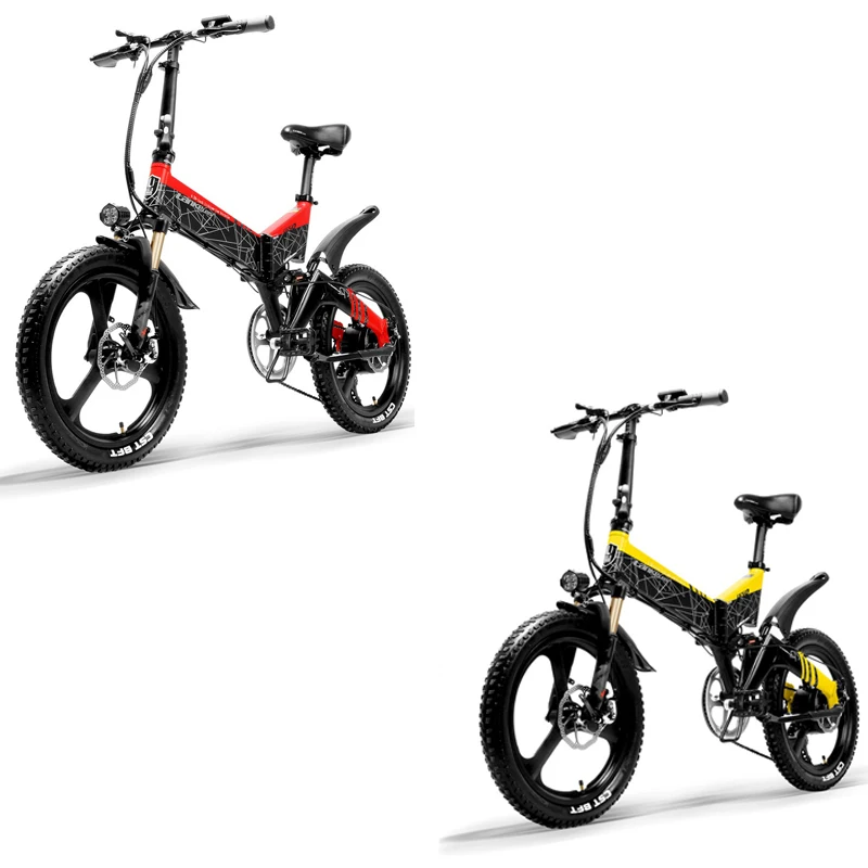 

2020 fashion LANKELEISI G650 20 inch Foldable Electric Bike with Rear Suspension Electric Bicycle with L G 13AH Lithium Battery