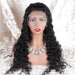 130% 150% 180% deep curly natural human hair lace front wigs