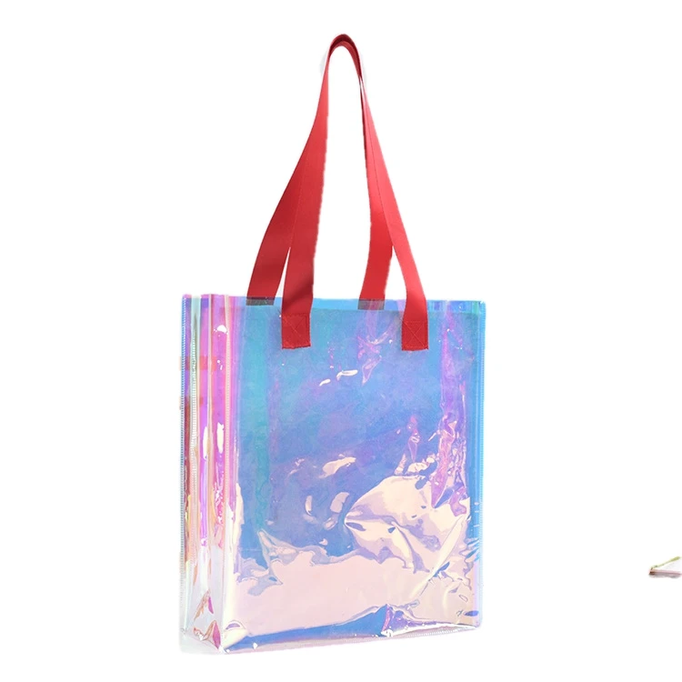 

Durable waterproof clear transparent beach tote bag pvc holographic tote bag