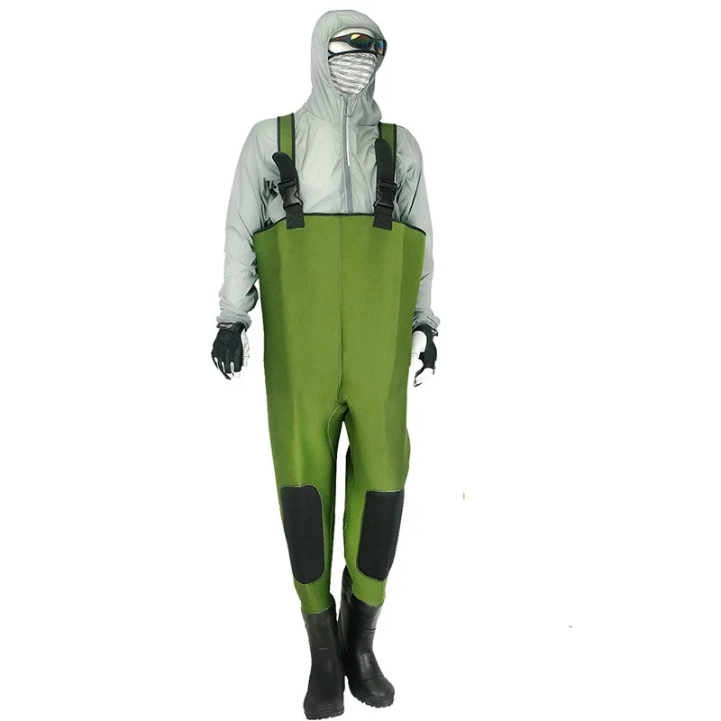 

WEIHE Fishing Chest Waders,100% Waterproof Cleated Chest Waders for Men with Boots 5mm Neoprene Waders for Fishing Hunting, Green