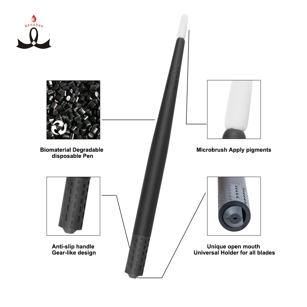 

manual tattoo with changeable needle Biodegradable Universal Holder Blister Package Manual Microblading Hand Tool, Black