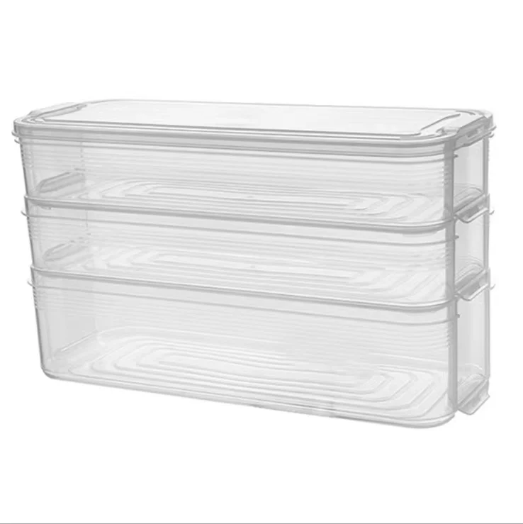 

Food Storage Box Refrigerator Fresh-keeping Box Three-layer Storage Box, White